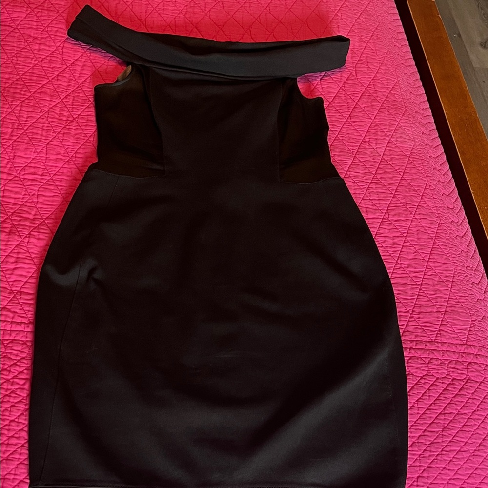 Halston Heritage One Shoulder Black Dress